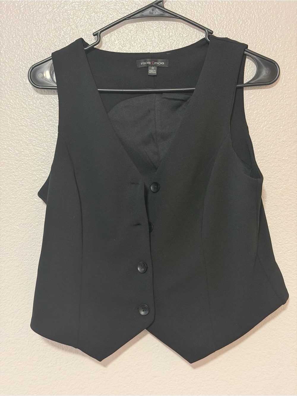 Moa Moa Black Sleeveless Button Vest